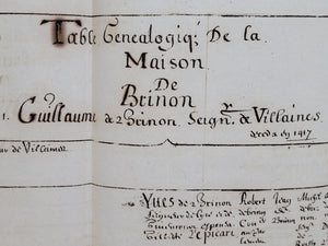 Illustrated Genealogy and Heraldry Manuscript for the House of Brinon, 1659. Généalogie de la Maison de Brin