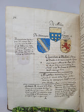 Load image into Gallery viewer, Illustrated Genealogy and Heraldry Manuscript for the House of Brinon, 1659. Généalogie de la Maison de Brin