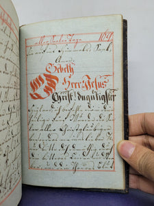 Gebeth Buch Morgen Abend Meß Vesper Beicht und Communion Andachten. German Manuscript Book of Prayer, 1826