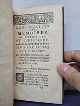 Load image into Gallery viewer, Continuation des Memoires de Litterature et d&#39;Histoire, 1728. Parts 1 of Tomes V and VI. Arms of of Louis-Joseph de Bourbon-Condé, Prince of Condé