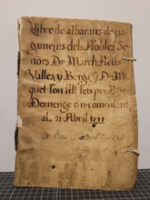 Load image into Gallery viewer, Manuscript of Delivery Notes for Lords Don March Reus Valles and Berga Don Miqul Fon., 1744