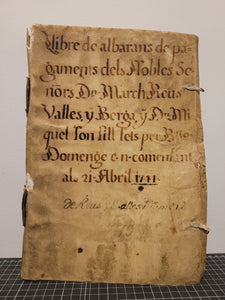 Manuscript of Delivery Notes for Lords Don March Reus Valles and Berga Don Miqul Fon., 1744