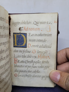 Sancti Bonaventurae de Passione Christi. Ad Matutinas, Circa 1575-1599. Near-Miniature Illuminated Manuscript Prayer Book on Parchment, Likely France