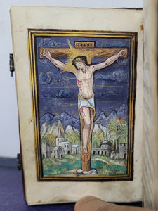 Sancti Bonaventurae de Passione Christi. Ad Matutinas, Circa 1575-1599. Near-Miniature Illuminated Manuscript Prayer Book on Parchment, Likely France