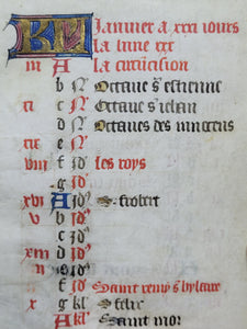 Book of Hours Calendar, Use of Troyes, Circa 1480. Illuminated Manuscript on Vellum from France