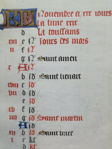 Book of Hours Calendar, Use of Troyes, Circa 1480. Illuminated Manuscript on Vellum from France