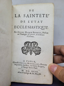 De la Saintete de l'Etat Ecclesiastique, 1693