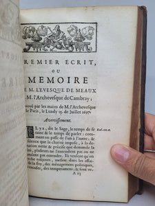 Divers Ecrits ou Memoires sur le livre intitulé Explication des maximes des saints etc.: sommaire de la doctrine de ce livre en latin et françois.....avec preface sur l'instruction pastorale donnée à Cambray le 15 de septembre 1697, 1698