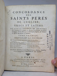 Concordance des Saints Peres de l'Eglise, Grecs et Latins, 1739