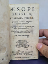 Load image into Gallery viewer, Aesopi Phrygis et Aliorum Fabulae Quorum Nomina Sequens Pagella Indicabit, 1718. Black Mold Warning