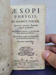 Aesopi Phrygis et Aliorum Fabulae Quorum Nomina Sequens Pagella Indicabit, 1718. Black Mold Warning