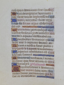 Leaf from an Illuminated Book of Hours, Circa 1475-1500. 19 Illuminated Initials. Manuscript on Vellum. Leaf 65