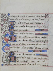 Leaves from an Illuminated Book of Hours, Circa 1450. Parisian Examples. With Decorated Borders and Illuminated Initials. Manuscript Leaves on Vellum. Eight Individual Leaves to Choose From