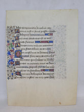 Load image into Gallery viewer, Leaves from an Illuminated Book of Hours, Circa 1450. Parisian Examples. With Decorated Borders and Illuminated Initials. Manuscript Leaves on Vellum. Eight Individual Leaves to Choose From