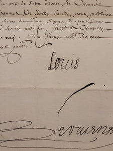 A Letter from King Louis XIII delivering orders to set up an additional company for the garrison of Fort Barraux en Dauphine. Manuscript on Paper, with secretarial signature of Louis XIII and signature of Secretary of State, August 1634
