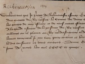 Medieval Quittance of the 100 Years War for Lord Pierre de Rechignevoisin. Manuscript on Parchment, 1415