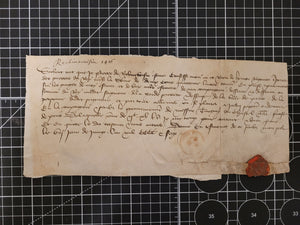 Medieval Quittance of the 100 Years War for Lord Pierre de Rechignevoisin. Manuscript on Parchment, 1416. With A Red Wax Seal