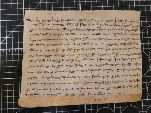 Medieval Charter, 1258. Sale of Wine Vineyard. Manuscript on Parchment