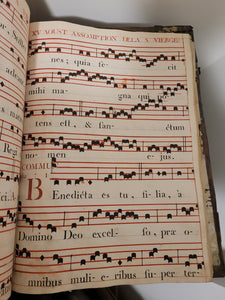 Stenciled Plainchant Manuscript Antiphonary, Containing Prayers for Mass, Complines, Vespers, and More, Early 18th Century