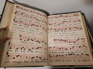 Stenciled Plainchant Manuscript Antiphonary, Containing Prayers for Mass, Complines, Vespers, les Exaltation pour la Sainte Vierge, and More, Early 18th Century