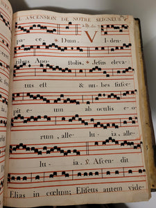 Stenciled Plainchant Manuscript Antiphonary, Containing Prayers for Mass, Complines, Vespers, les Propre Des saints Selon les Mois, and More, Early 18th Century