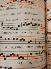 Load image into Gallery viewer, Stenciled Plainchant Manuscript Antiphonary, Containing Prayers for Mass, Complines, Vespers, les Propre Des saints Selon les Mois, and More, Early 18th Century