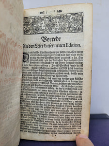 Sechs geistreiche Bücher vom wahren Christenthum; Bound With;  Viel-vermehrtes geistliches Paradis-Gärtlein, 1712/1713. With Golden Brocade Pastedowns and a Gauffered Fore Edge