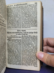 Sechs geistreiche Bücher vom wahren Christenthum; Bound With;  Viel-vermehrtes geistliches Paradis-Gärtlein, 1712/1713. With Golden Brocade Pastedowns and a Gauffered Fore Edge