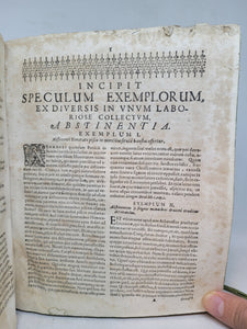 Magnum Speculum Exemplorum, ex plusquam octoginta auctoribus, pietate, doctrina, et antiquitate venerandis, variisque historiis, tractatibus & libellis excerptum, ab Anonymo quodam, qui circiter annum Domini 1480. vixisse deprehenditur, 1672