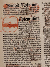 Load image into Gallery viewer, Rosarium Sermonu Predicabilium ad Faciliorem Pedicantium Commoditatem Novissime Compilatum Pars Prima; Bound With; Defensorium Montis Pietatis Contra figmenta omnia emule falsitatis, 1508/1503. Nicely Rubricated