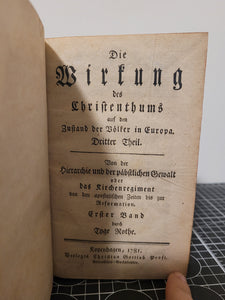 Die Wirkung des Christenthums auf den zustand der völker in Europa, 1775-1782. In Four Volumes