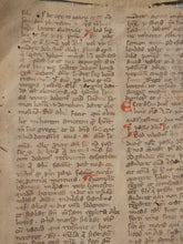 Load image into Gallery viewer, Leaf on the Commentary on the Gospels, Containing the Gospel of Quinquagesima Sunday, 13th Century. Recovered from a Binding. Latin Manuscript on Parchment. 45 Lines of Script