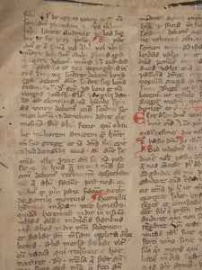 Leaf on the Commentary on the Gospels, Containing the Gospel of Quinquagesima Sunday, 13th Century. Recovered from a Binding. Latin Manuscript on Parchment. 45 Lines of Script