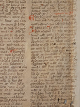 Load image into Gallery viewer, Leaf on the Commentary on the Gospels, Containing the Gospel of Quinquagesima Sunday, 13th Century. Recovered from a Binding. Latin Manuscript on Parchment. 45 Lines of Script