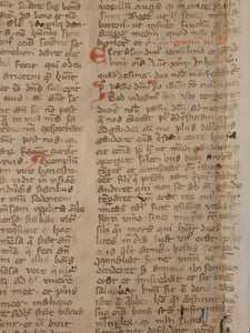 Leaf on the Commentary on the Gospels, Containing the Gospel of Quinquagesima Sunday, 13th Century. Recovered from a Binding. Latin Manuscript on Parchment. 45 Lines of Script