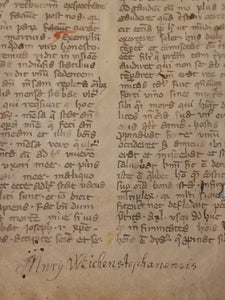 Leaf on the Commentary on the Gospels, Containing the Gospel of Quinquagesima Sunday, 13th Century. Recovered from a Binding. Latin Manuscript on Parchment. 45 Lines of Script