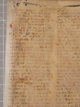 Load image into Gallery viewer, Leaf on the Commentary on the Gospels, Containing the Gospel of Quinquagesima Sunday, 13th Century. Recovered from a Binding. Latin Manuscript on Parchment. 45 Lines of Script