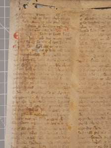 Leaf on the Commentary on the Gospels, Containing the Gospel of Quinquagesima Sunday, 13th Century. Recovered from a Binding. Latin Manuscript on Parchment. 45 Lines of Script