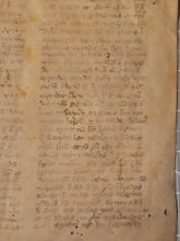 Load image into Gallery viewer, Leaf on the Commentary on the Gospels, Containing the Gospel of Quinquagesima Sunday, 13th Century. Recovered from a Binding. Latin Manuscript on Parchment. 45 Lines of Script