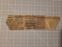 Load image into Gallery viewer, Leaf Fragment from a Glossed Biblical Manuscript, Late 13th Century. Latin Manuscript on Parchment. 12 Lines of Gothic Textura Book Hand