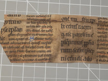 Load image into Gallery viewer, Leaf Fragment from a Glossed Biblical Manuscript, Late 13th Century. Latin Manuscript on Parchment. 12 Lines of Gothic Textura Book Hand