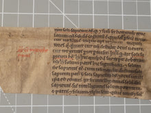 Load image into Gallery viewer, Leaf Fragment from a Glossed Biblical Manuscript, Late 13th Century. Latin Manuscript on Parchment. 12 Lines of Gothic Textura Book Hand