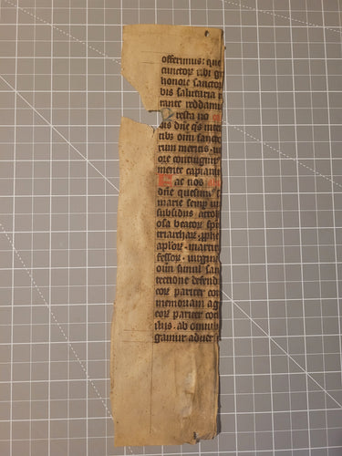 Leaf Fragment from a Missal or Breviary, 14th Century. Latin Manuscript on Parchment. 26 Lines of Gothic Script