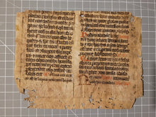 Load image into Gallery viewer, Leaf Fragment from a Latin Missal, Containing the Feast of St Achatius and the Virgil of St John, Germany, 14th Century. Manuscript on Parchment. Recovered from a Binding