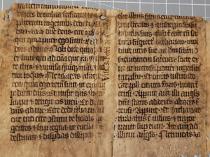 Leaf Fragment from a Latin Missal, Containing the Feast of St Achatius and the Virgil of St John, Germany, 14th Century. Manuscript on Parchment. Recovered from a Binding