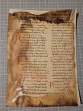 Load image into Gallery viewer, Sacramentary Containing Part of the Holy Mass, First Quarter of the 12th Century. Italian Manuscript on Parchment. Recovered Manuscript Waste Fragment