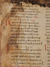 Load image into Gallery viewer, Sacramentary Containing Part of the Holy Mass, First Quarter of the 12th Century. Italian Manuscript on Parchment. Recovered Manuscript Waste Fragment