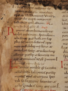 Sacramentary Containing Part of the Holy Mass, First Quarter of the 12th Century. Italian Manuscript on Parchment. Recovered Manuscript Waste Fragment