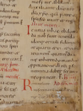 Load image into Gallery viewer, Sacramentary Containing Part of the Holy Mass, First Quarter of the 12th Century. Italian Manuscript on Parchment. Recovered Manuscript Waste Fragment