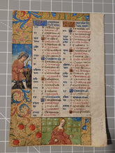 Load image into Gallery viewer, Illuminated Book of Hours Calendar Leaf, with Four Detailed Miniatures Displaying the Labors of the Months. Months of January to April, Circa 1480-1500